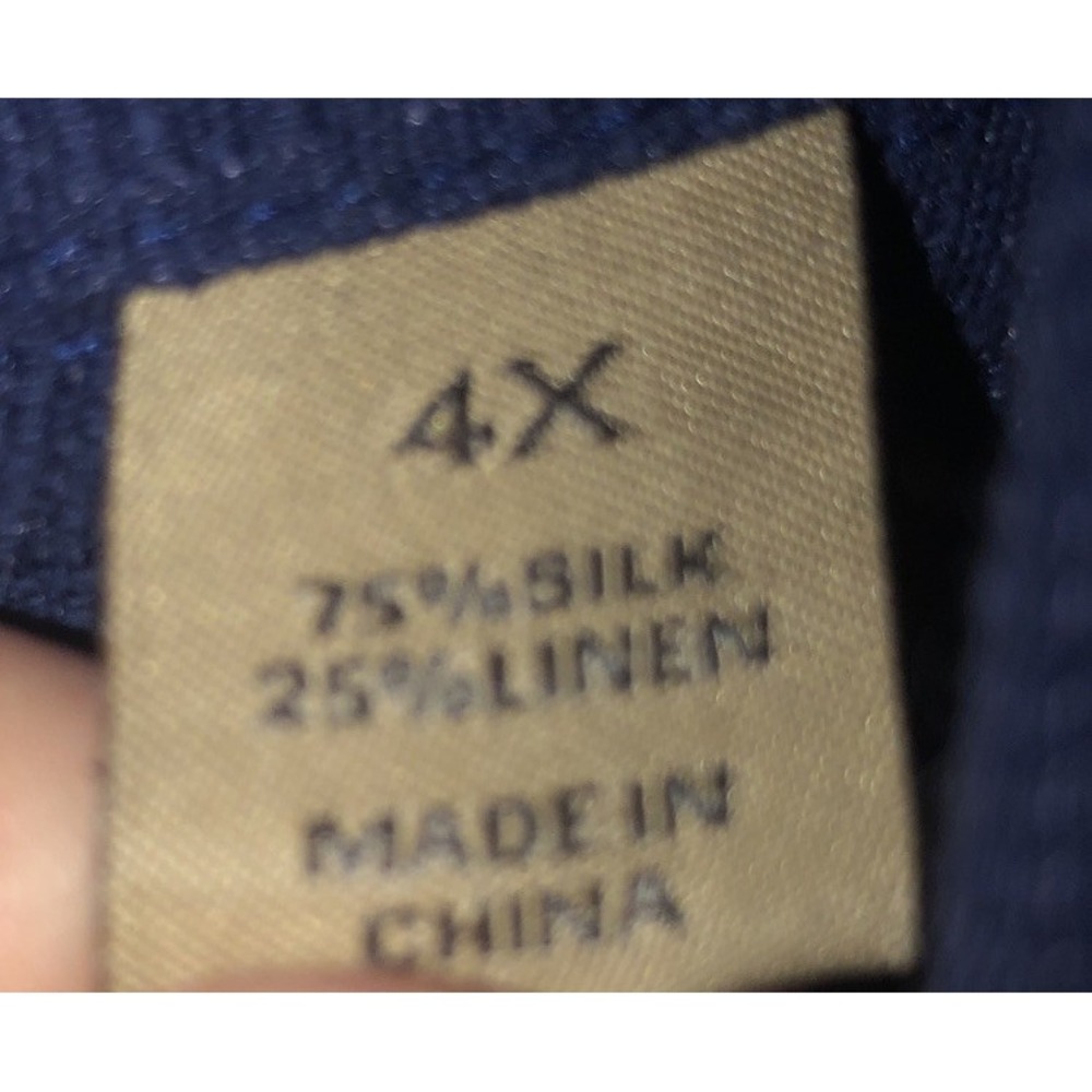 Tasso Elba Island Linen Blend Men's Navy Blue Button Down Shirt Size 4XL MSRP$65 - Picture 5 of 10